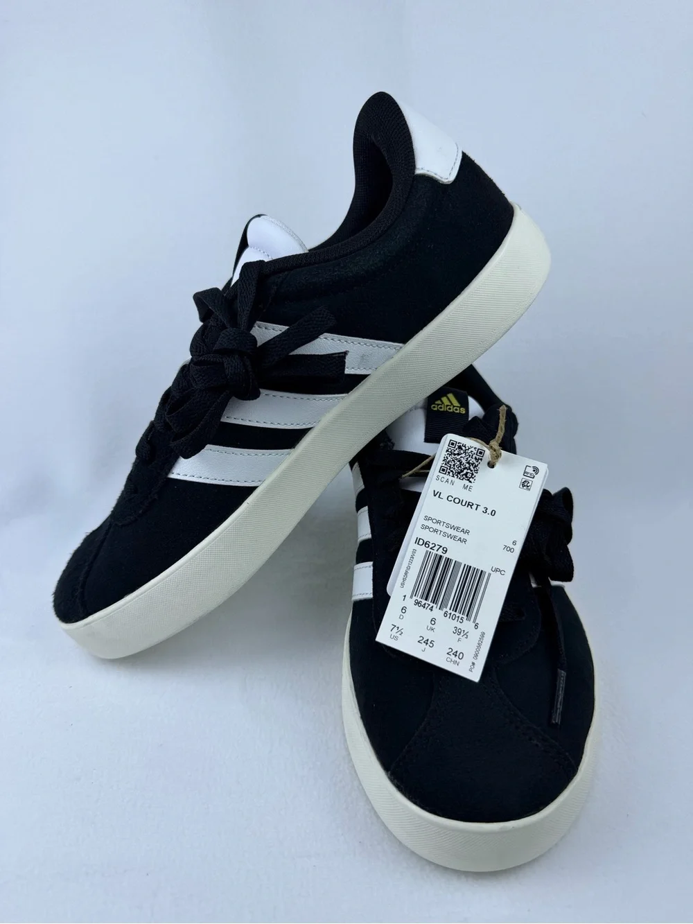 NWT Adidas VL Court 3.0 Sneakers – Black & White – Women’s Size 7.5